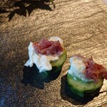 広丞庵　かのか - きゅうりに生ハム、クリームチーズ♪うまい