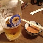 スズコウ - 生ビールとつきだし。うまい！！