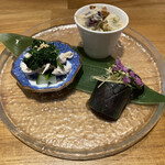 Nihonshu To Shunsai Nagono Keno Hi - 前菜三種