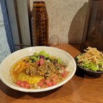 SPICY CURRY 魯珈 - 冷やしジャスミン茶漬けfeat.鯵のスパイス炒め&西瓜&押麦∔ぷちサラダ