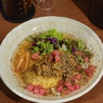 SPICY CURRY 魯珈 - 冷やしジャスミン茶漬けfeat.鯵のスパイス炒め&西瓜&押麦