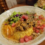 SPICY CURRY 魯珈 - 冷やしジャスミン茶漬けfeat.鯵のスパイス炒め&西瓜&押麦