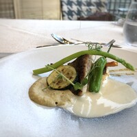 San Michele 福岡 - ◆九州産、鮮魚（この日は伊佐木と鯛だったかしら）のアッロスティーレ（簡単に言うとローストです）、 茄子のフォンデュとソロワインクリーム
