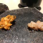 厨翠山   - お造りーひらめ、たらば蟹、帆立　ブルーソルト