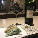 厨翠山   - 揚げ物ーちっぷ、胡麻豆腐　竹炭塩