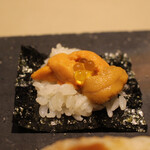 厨翠山   - 雲丹　北寄　　　お椀（じゃんさい、みにとまと、ずっきーに）