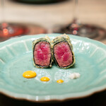 USHIGORO S. - 牛ヒレ海苔天ぷら　雲丹ソース