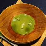 abysse - アミューズ：お茶のラビオリ