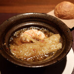 アカ - 車海老とフカヒレのアヒージョ