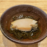 天ぷら たけうち - ⑥鳥取の岩モズクと糸島の蒸し鮑