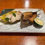 料理ふじ味 - オオモンハタの焼きと鮎の揚げ物