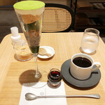 Kisshoukaryou - 抹茶ときなこのジェラートパフェ、セットコーヒー