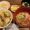 蕎楽　愛宕庵 - 料理写真:舞茸天丼セット 1,280円  量もたっぷり、お値打ちです  丼だけで満腹ですが、サラダと味噌汁も付いてます