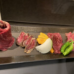 焼肉ホルモン 風土. - ハラミ三昧(ジャンボハラミ、熟成西京味噌漬けハラミ、特選ハラミ塩、上ハラミ)