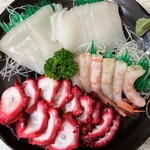 魚正 - いか刺し、甘えび、酢だこ