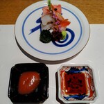 由縁別邸代田 割烹 月かげ - 造り＞長崎県産本鮪、淡路産鱧炭焼霜、能登産甘海老、浜名湖産生海苔。