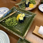 著莪の里 ゆめや - 茶豆の最高峰、黒埼茶豆と十全茄子の浅漬け