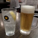 串焼き 浅五郎 - ・「生ビール(¥528)」＆「レモンサワー(¥418)」