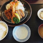 かつ壱 - しわ黒豚ももかつ・ひれかつ・えびフライ定食