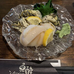 魚酔 - つぶ貝とホタテのお刺身