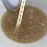 ラーメン もっけだの - 塩トンコツつけ麺ニンニクヤサイマシマシネギのスープ