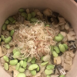 赤坂 菊乃井 - 昼懐石１３３１０円。鱧枝豆御飯。炙った鱧の香りが素晴らしいこと！　たくさんいただきました（╹◡╹）（╹◡╹）。明日から頑張ります（笑）