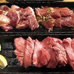 Sumibiyakiniku Burijji - 上ハラミ(左上 2420円税込)   上カルビ(右上 2420円税込)   厚切り上タン(下 3080円税込)