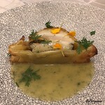 プチレストラン ブーケ・ド・フランス - 鮑とﾎﾀﾃのﾑｰｽのﾊﾟｲ包み焼