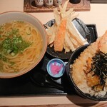 武膳 - ごぼう天うどん+えび天丼