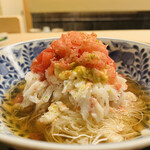 道人 - 7.【進肴】
      奈良：三輪白髪素麺、毛蟹、アメーラトマト