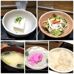 Sakanaba Kayaichi - ◆サラダ ◆奴、香の物 ◆ご飯の質は普通 ◆お味噌汁