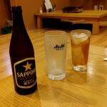 Kankokushiki Yakiniku Kohyan - 瓶ビール（サッポロ）　６６０円　+　ウーロン茶　３３０円