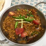 バーワルチー - キーマ・ベイガン:鶏挽とナスのカレー hot