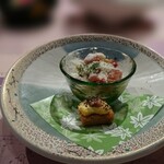 白石家 - 前菜　夏野菜とベーコンのバジル和え・カタラーナ