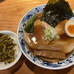 麺家 喜多楽 - 今昔支那そば炙り肉入り（醤油）＆高菜ごはん