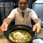 天風楽・ブランド松葉蟹 松屋町 青天 - 炊き込みご飯、写真撮影事態のみマスク外してもらった