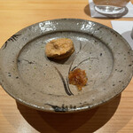 鮨 さかい - あん肝と瓜の奈良漬。