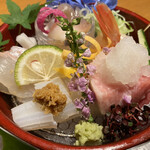 登別温泉　ホテルまほろば - 本鮪大トロ、大牡丹海老、活け鮃、槍イカ、北寄貝