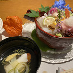 登別温泉　ホテルまほろば - お造りと鱸のお椀