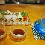 すし処 錦 - 鱧の焼霜 ＆ 冷酒