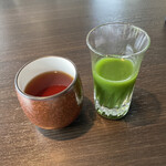 日本料理 新樹 - ほうじ茶と青汁。