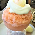 菓匠よしふじ - 桃のマスカルポーネ・エスプーマ氷