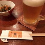 Nishiki - お通しと、生ビール