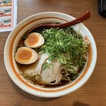 らーめん八角 - 和風味玉ラーメン（ネギもやし大盛）