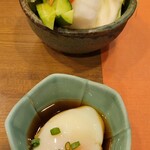 ぎんざ磯むら - 野菜スティック(キャベツ、大根、人参)　　温泉卵