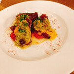 ビストロ カフェ デリ ポキナ369 - 選べる前菜：カツオのカルパッチョ