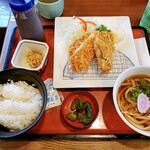 まるまつ - 白身魚のフライ定食(ミニうどんバージョン)