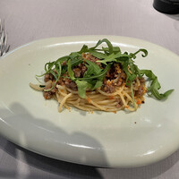 リストランテ・ホンダ - ラグーのパスタ。とても良かった。パン粉がいい仕事をしている。
