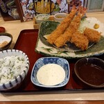 Tonkatsu Washoku Musashi Souhonten - 特上海老フライ ヒレカかつ定食