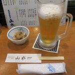 海鮮居酒屋山水 - 生ビールです